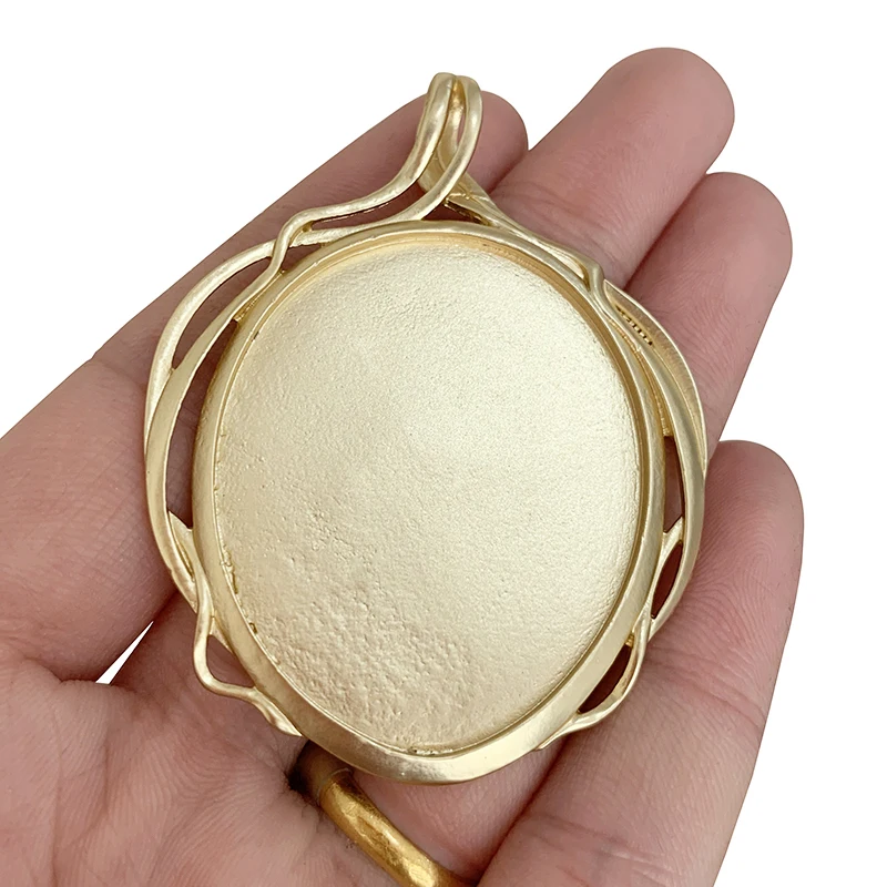 

2 x Matt Gold Color Large Oval Charms Pendants Base Setting Cabochon Cameo Tray Bezel Blank for Jewelry Making Findings