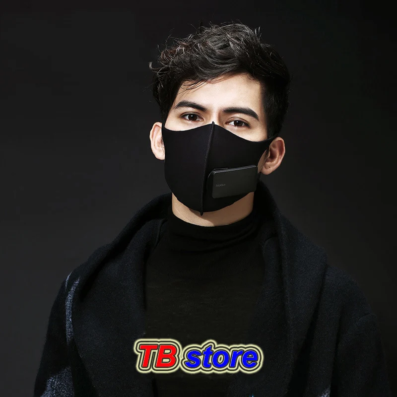 Masker Respirator Blower Elektrik BULU 2020 Masker Ventilasi Pintar Fashion Hitam Baru Cocok untuk Jogging Berkendara Masker Debu Pm2.5