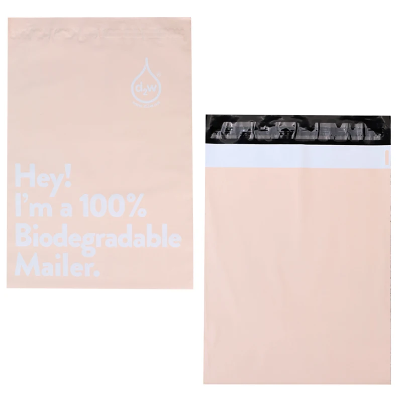 50pcs Beige100% D2W Biodegradable Courier Bag Organizer Eco Courier Mail Bags Poly Mailers Seal Mailing Envelope Delivery Bag