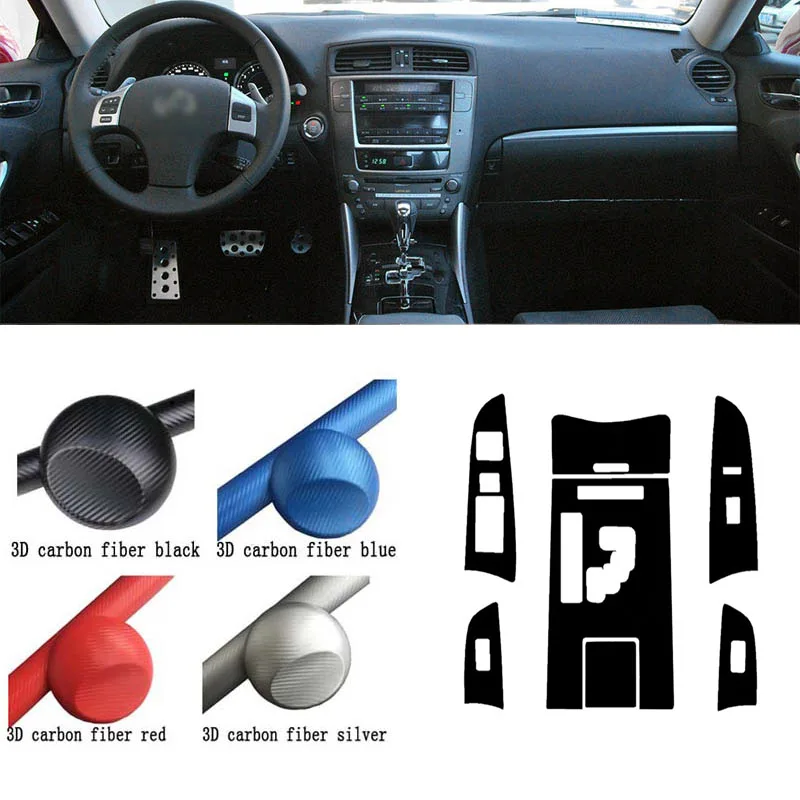 Car-Styling Car Interior Center Console Color Change Carbon Fiber Molding Sticker Decals For Lexus IS300 IS250 2006-2011