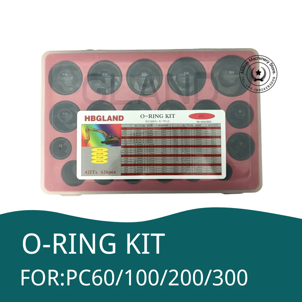 

O-Ring Kit Oil Seal Gaskets Komatsu PC60/100/200/300 Excavator Repair Tools Rubber-ring