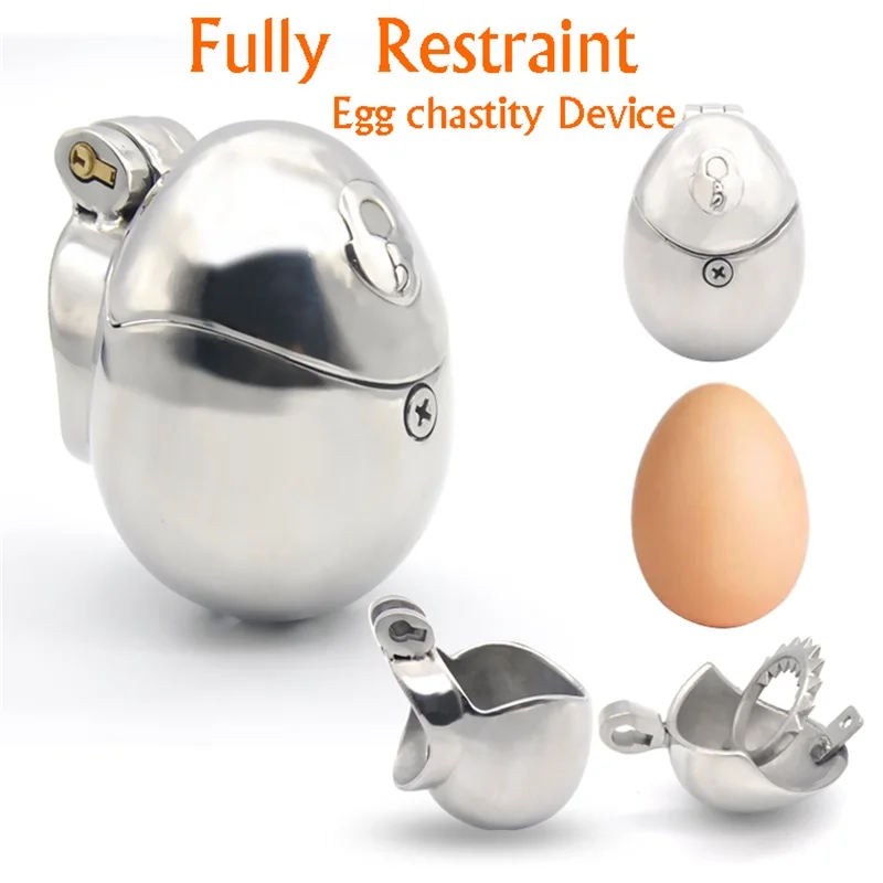 CHASTE BIRD Stainless Steel Male Egg-Type Fully Restraint Chastity Device Two Types Cock Cage Penis Ring Bondage Belt Sex Toys