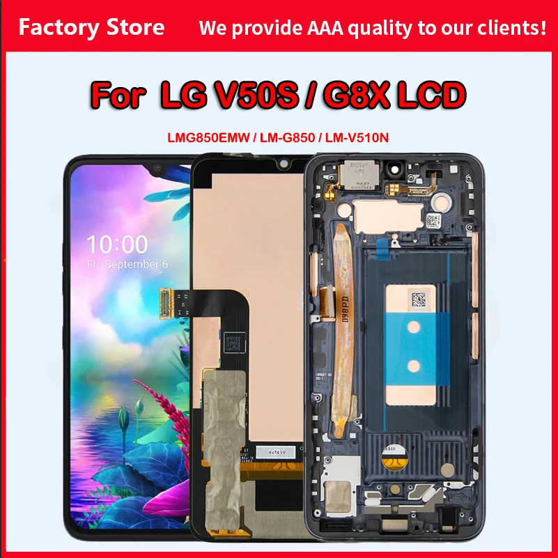 Original OLED For LG G8X ThinQ V50S LMG850EMW / LM-G850 / LM-V510N Touch Screen Digitizer Assembly Replacement Free Tools