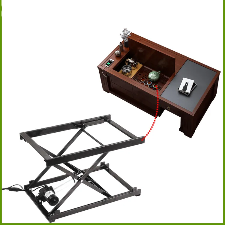 

Electric lifting coffee table lift with double USB charging table hardware folding iron frame