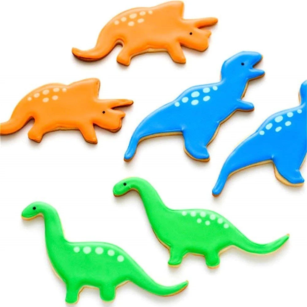 KENIAO Dinosaur Cookie Cutter - T-Rex, Triceratops, Stegosaurus, Brontosaurus, Pterodactyl Biscuit Bread Mold - Stainless Steel