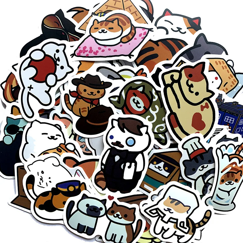

10/30/50Pcs Cute Cat Stickers For Suitcase Skateboard Laptop Luggage Fridge Phone Car Styling DIY Decal Sticker