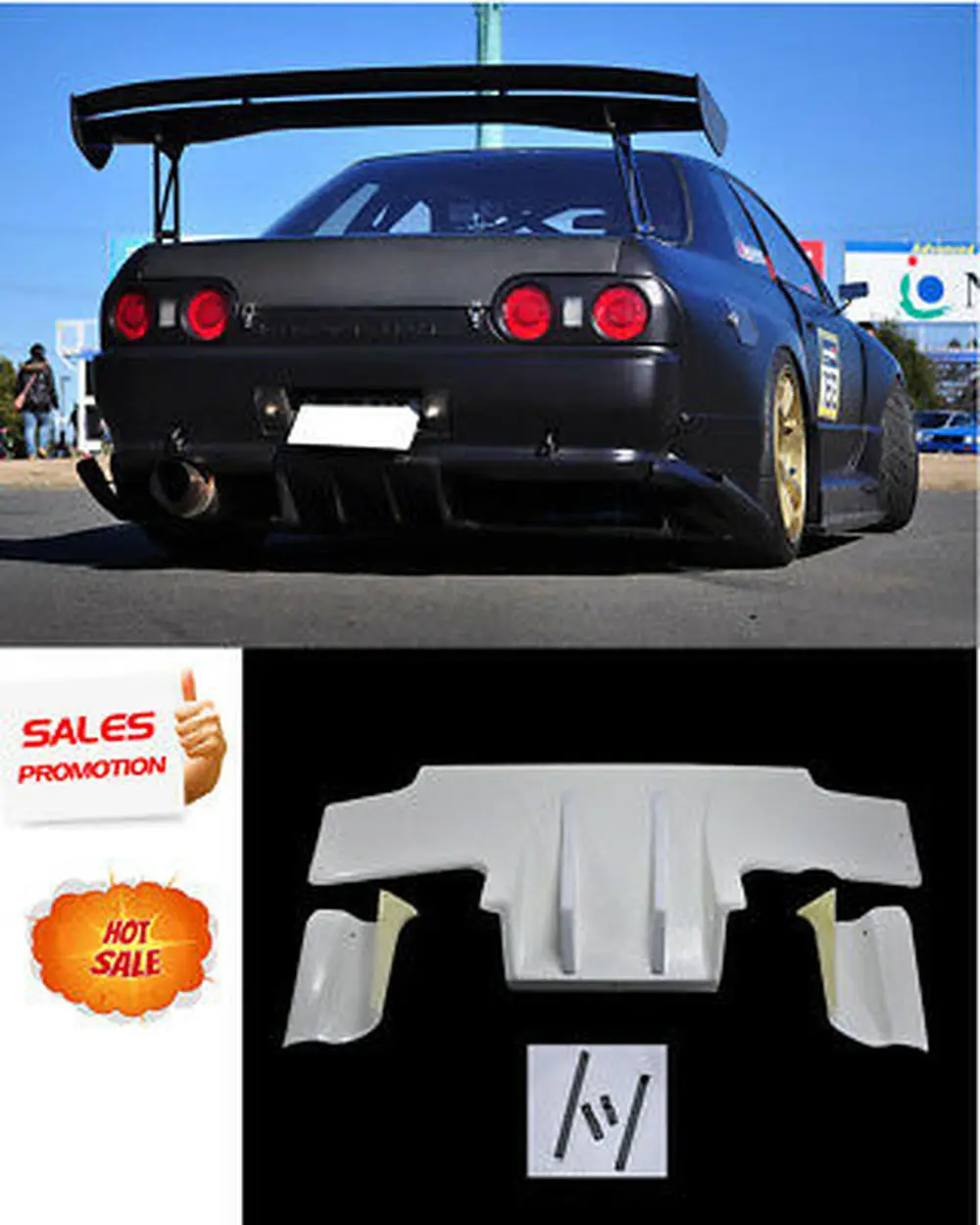 TS Style Type 2 FRP Fiber Unpainted Rear Diffuser w/ Metal Fitting Car Accessories Exterior kit(5pcs) For Nissan Skyline R32 GTR