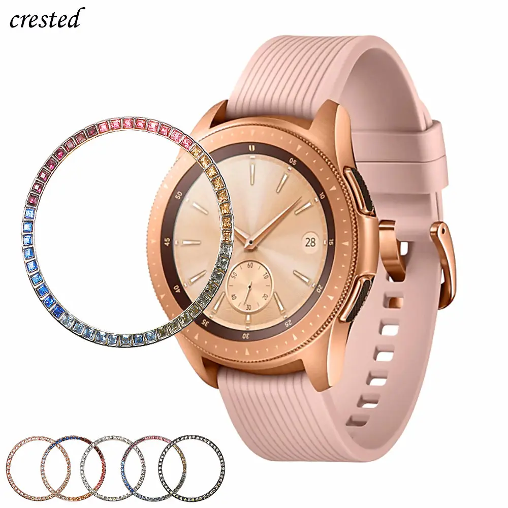 Diamond Case For Samsung Galaxy Watch 42mm case ring protector cover Sport fashion Adhesive Metal bumper Accessories 42 colorful