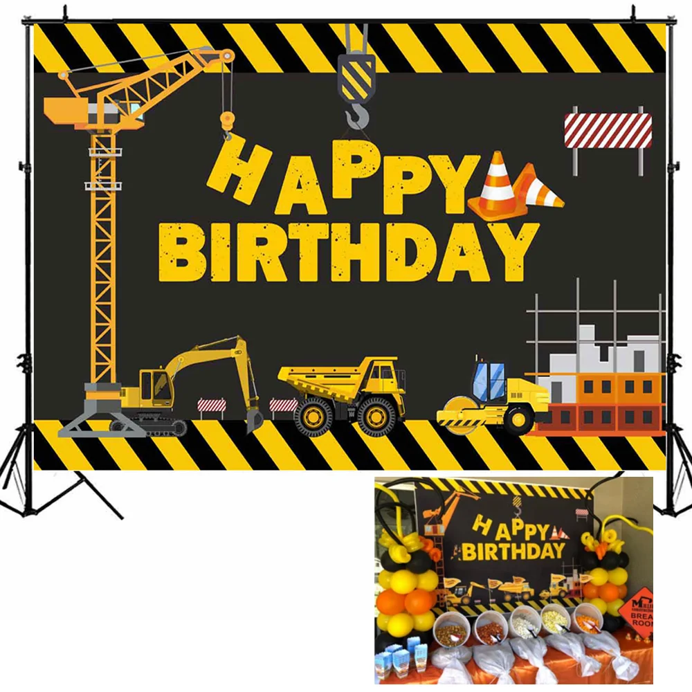 MOCSICKA Boy عيد ميلاد خلفية التصوير الفوتوغرافي حفارة البناء شاحنة حفلة عيد ميلاد صورة خلفية استحمام الطفل ديكور الاستوديو