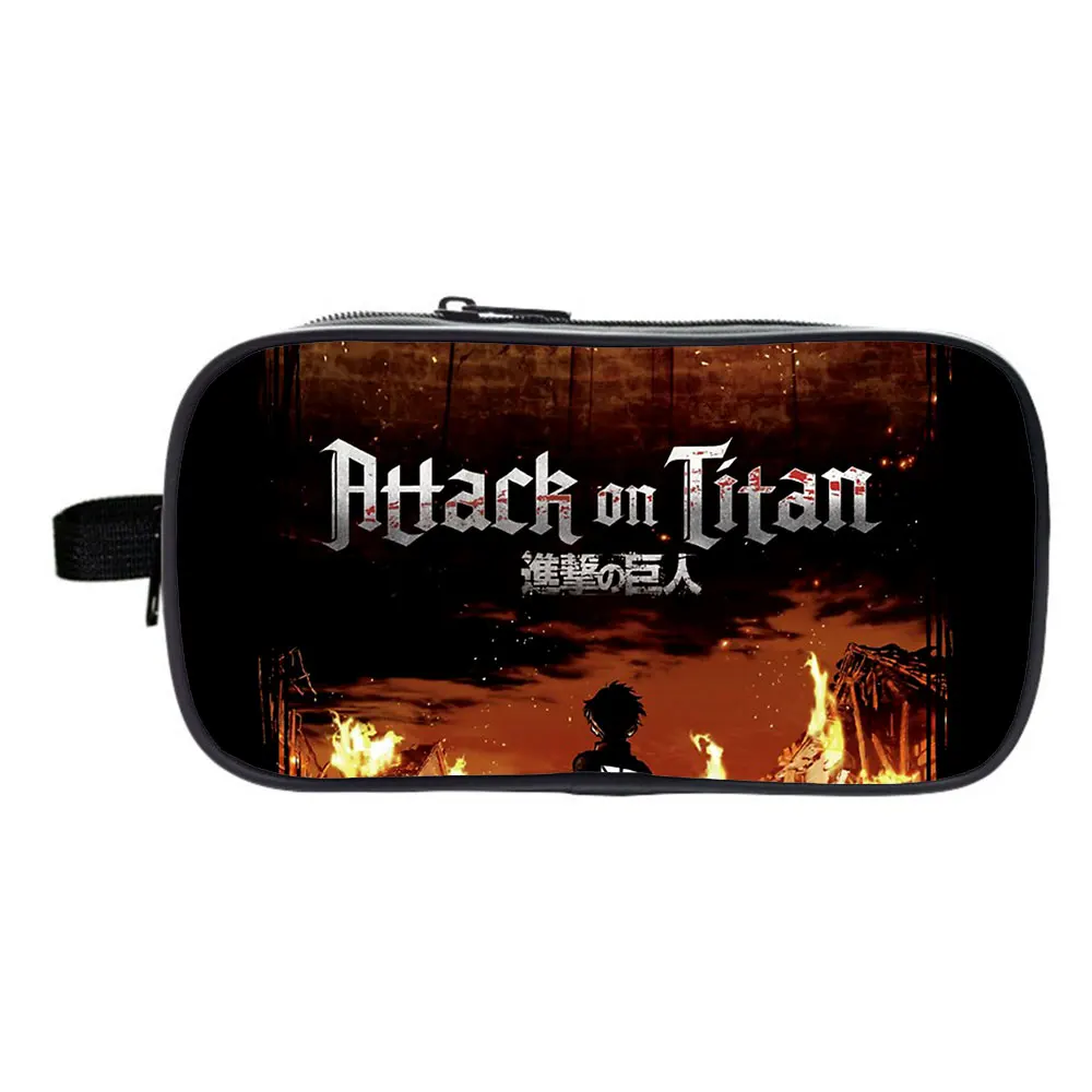 Attack on Titan Pencil Case Japanese Anime Cosplay Pencil Holder Cartoon Cosmetic Bag Student Stationery Pouch Storage Bag