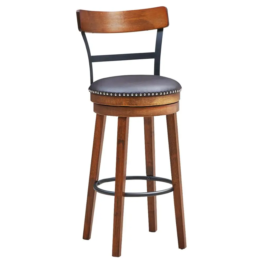 

30.5" BarStool Swivel Pub Height kitchen Dining Bar Chair with Rubber Wood Legs