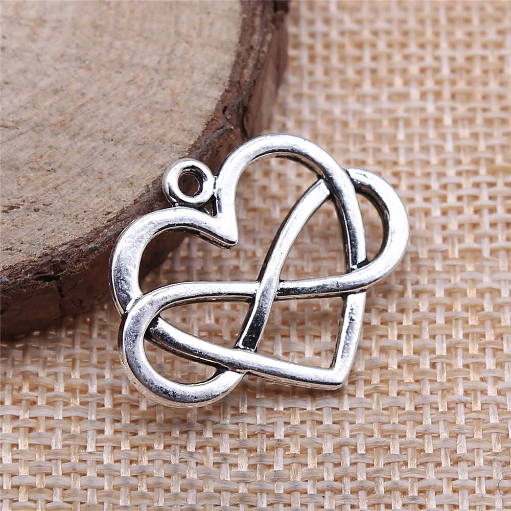 

100pcs/bag Charms Heart Infinity Love Forever 22x27mm Antique Silver Color Pendants Making DIY Handmade Finding Jewelry