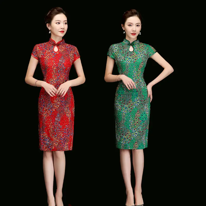 

Cheongsam Vintage summer dress 2021 summer new large middle-aged and elderly women's dress