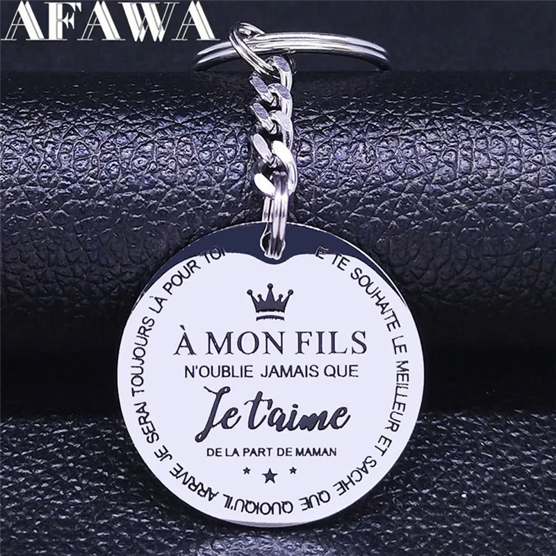 A MON FILS Stainless Steel Key Chain TO MY SON in French Keychain Christmas Gifts Jewelry a mon fils en français K3299S01