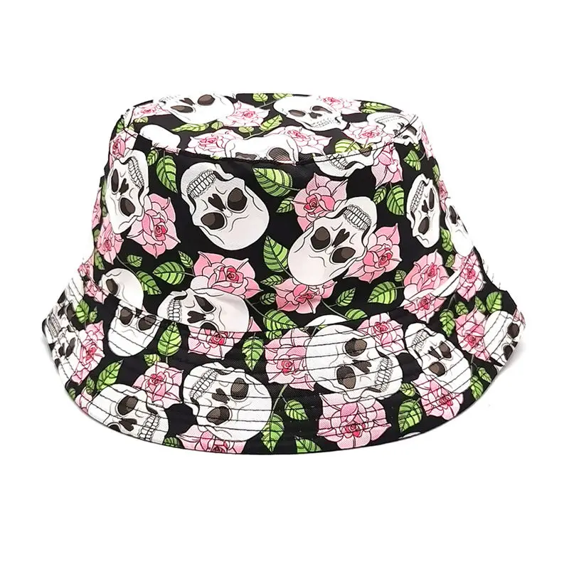 2021 Cotton skull print Bucket Hat Fisherman Hat outdoor travel Sun Cap for Men and Women 01