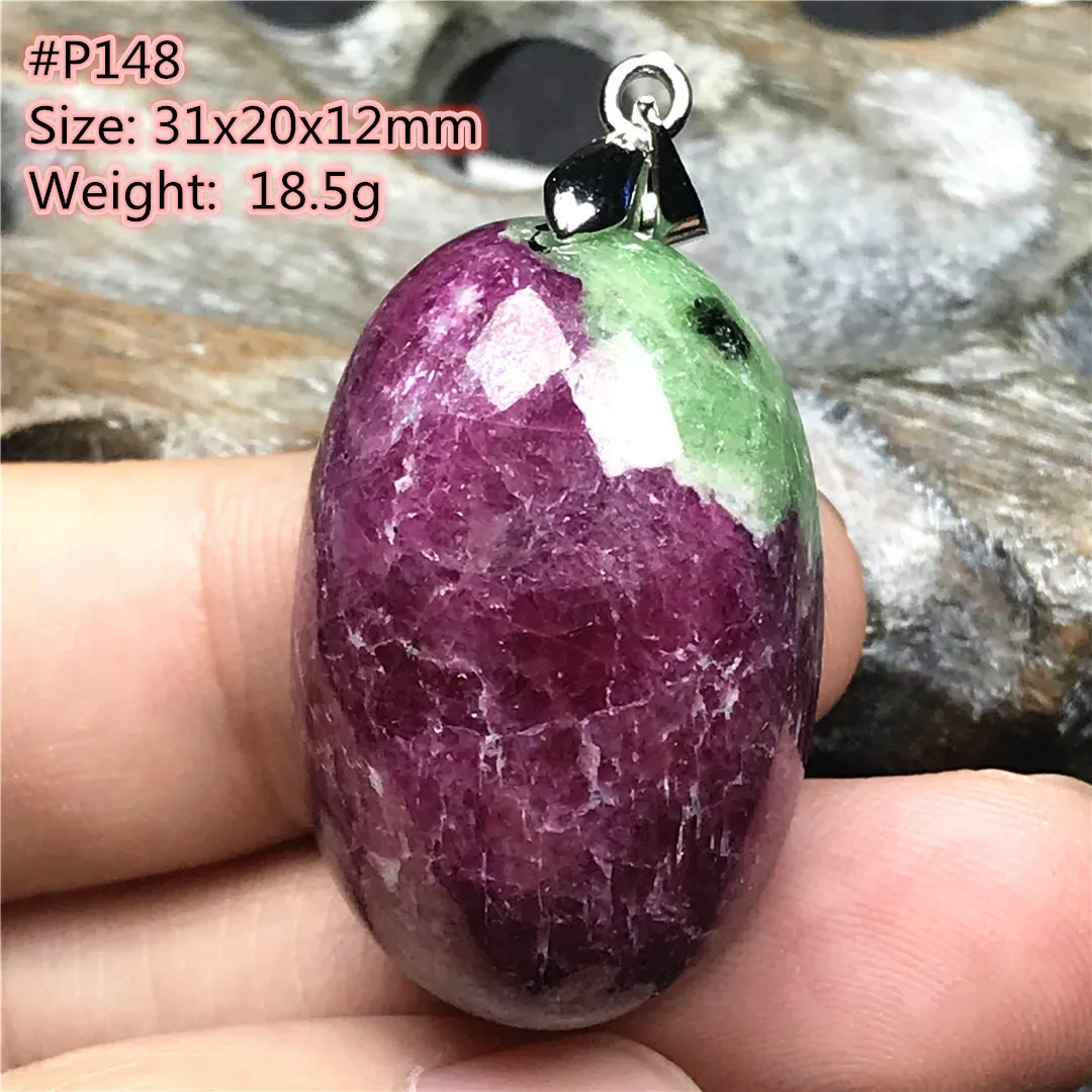 Top Natural Ruby Zoisite Tumbled Pendant Jewelry For Women Men Healing Luck 31x20x12mm Beads Crystal Stone Silver Gemstone AAAAA