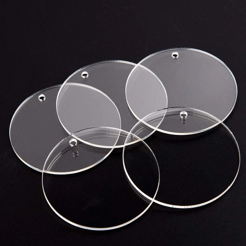 Drop shipping 12 Sets DIY Acrylic Keychain Blanks with Key Rings Round Clear Discs Circles for promotion gift