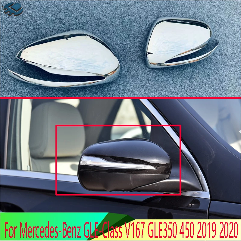 

For Mercedes-Benz GLE-Class V167 GLE350 450 2019 2020 ABS Chrome Door Side Mirror Cover Trim Rear View Cap Overlay Molding