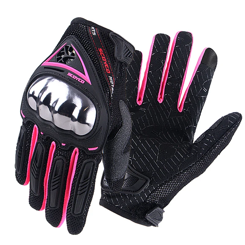 SCOYCO Motorcycle Gloves For Women Summer Breathable Pink Touch Screen Moto Gloves Motocross Motorbike ATV Rider Racing Guantes