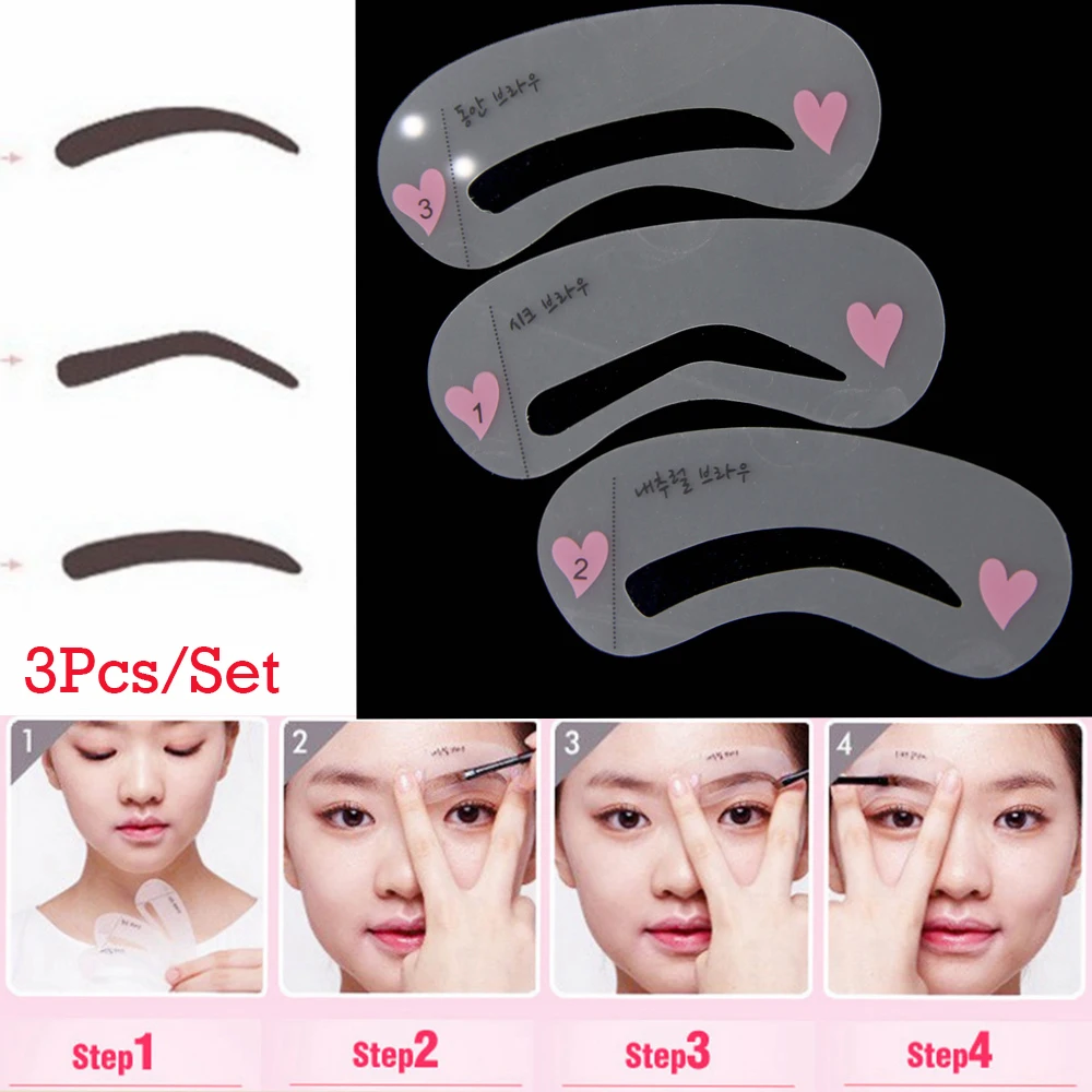 3/4 Phong Cách Thời Trang Lông Mày Shaper Di Động Lông Mày Stencil Chải Lông Dụng Cụ Trang Điểm Có Thể Tái Sử Dụng Mỹ Phẩm Phụ Kiện Làm Đẹp