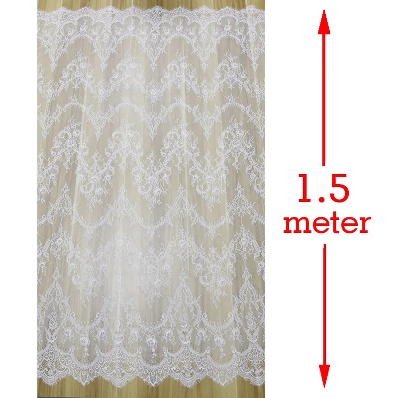 (1.5x3meter) Fashion High Quality Handmade dress DIY White Eyelash Lace Trimming fabric