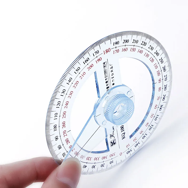 Plastic 360 Degree Protractor Ruler Angle Finder Swing Arm School Office