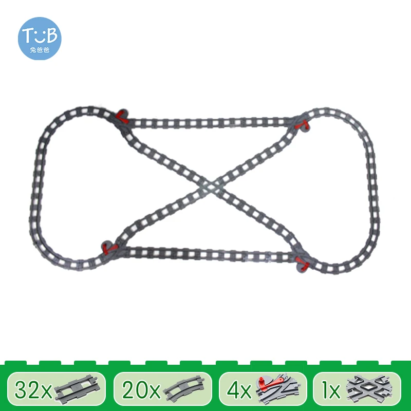 Treinspoorset Grote bouwstenen Stad Verkeerspooraccessoires Compatibel met DuploEGG DIY Bricks Speelgoed voor kinderen Cadeau - afbeelding 1