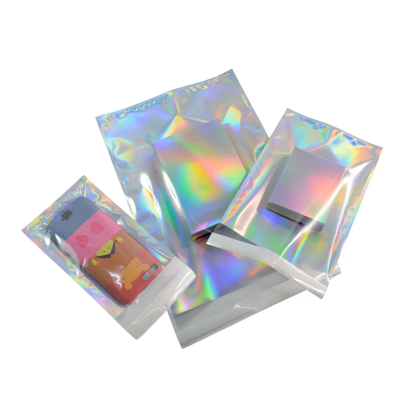 

500Pcs Laser Self Sealing Plastic Envelopes Mailing Storage Bags Holographic Gift Jewelry Poly Adhesive Courier Packaging Bags