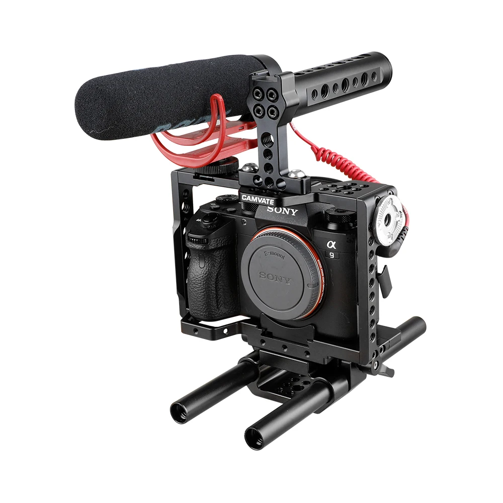 Imagem -02 - Equipamento da Gaiola da Câmera de Camvate com Punho Superior do Queijo & Sistema de Apoio da Haste de 15 mm para Sony a7 ii A7r ii A7s ii a7 Iii A7r Iii A7r4 A9series