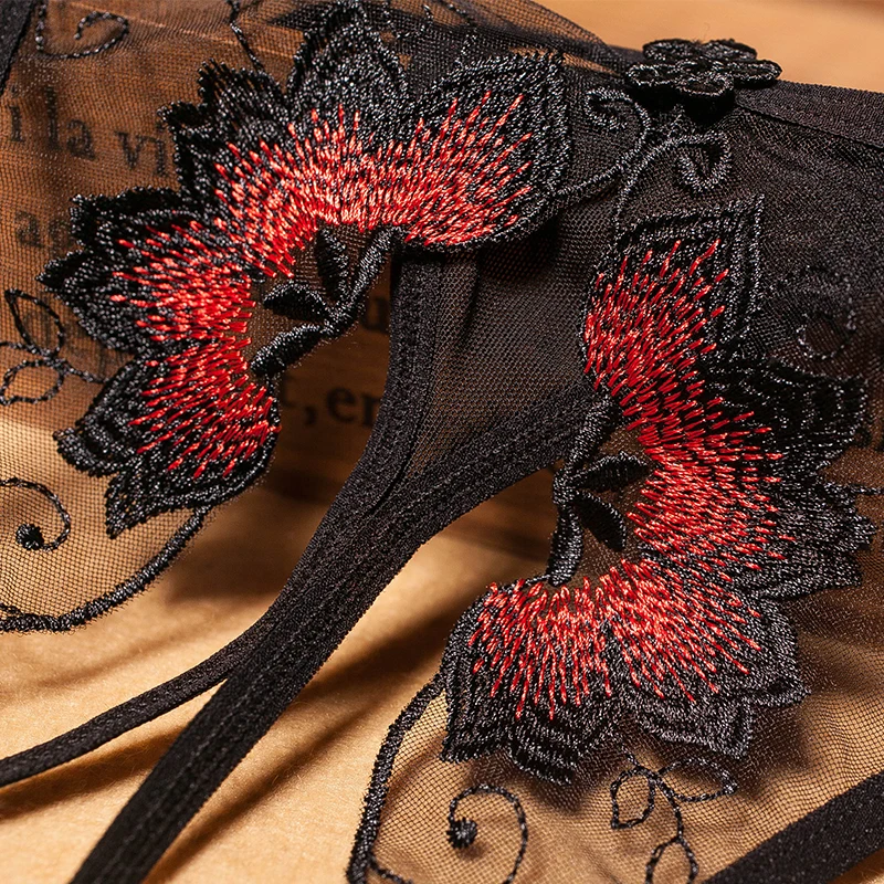 New Embroidery Sexy Thongs Lace Transparent Panties for Women Sexy Underwear Erotic Lingerie G String Open Crotch Briefs For Sex