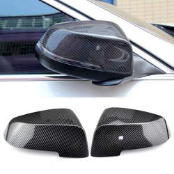 2pcs Replacement Shell Rearview Side Carbon Fiber Pattern Mirror Cover Caps for BMW F10 F11 F18 F07 F06 F12 F13 F01 F02 2013-17