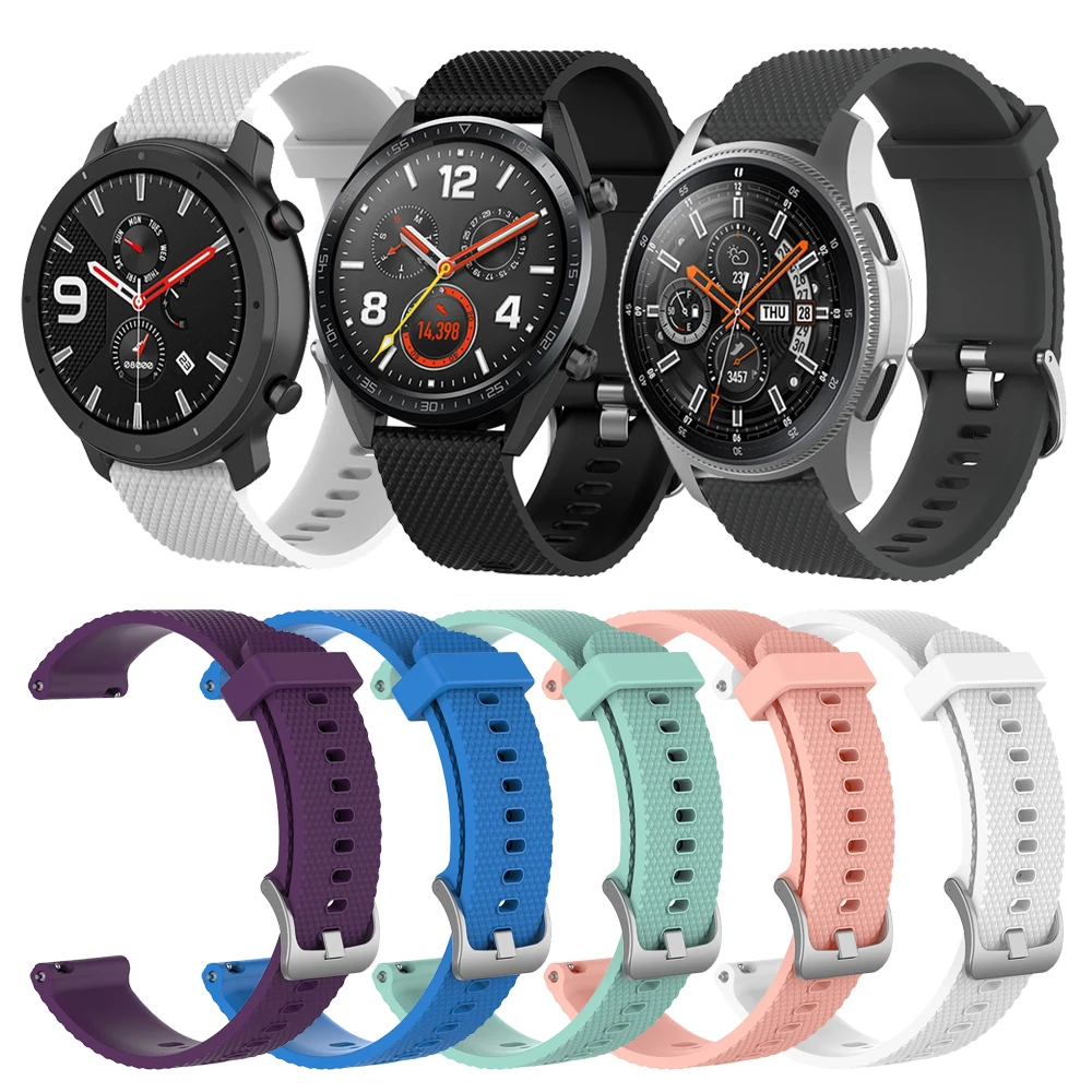 20mm 22mm Texture Silicone Band for Samsung Galaxy 46mm 42mm/Active/S3/S2 Strap for Amazfit GTR/ BIP/Huawei watch 2/GT watchband