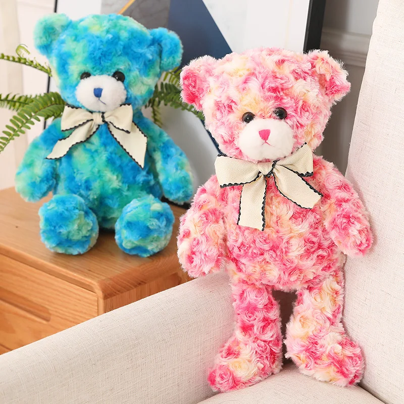 40-60cm Multicolor Bear Plush Toy Stuffed Animal Gradient Colourful Teddy Bear Doll Soft Hug Plushies Gifts For Girl