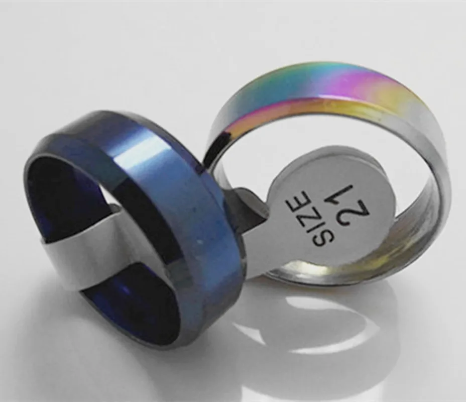 Wholesale 50 pcs 8mm Fashion Inner arc Four-color mix bevel Stainless steel Men's rings