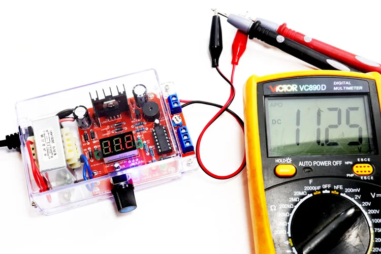 New LM317 Adjustable power supply diy electronic kit set  220V TO DC1.25-12V Voltmeter Welding training