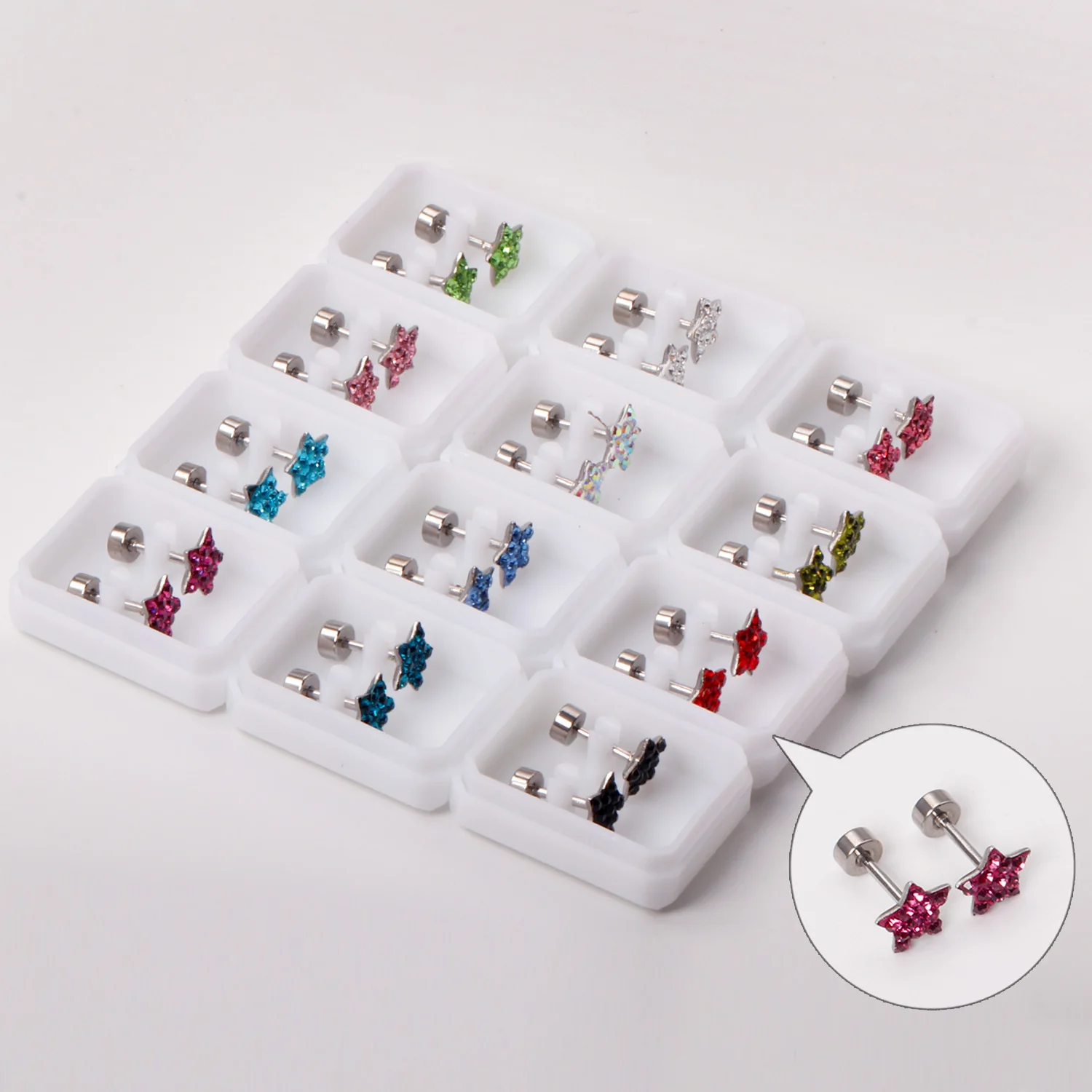 

Оптовая продажа, 12 пар носочков на звёздные серьги 316L из нержавеющей стали новые смешанные Цвет ювелирные изделия, высокое качество, прекрасный подарок для вечерние Best Friend», оптовая продажа