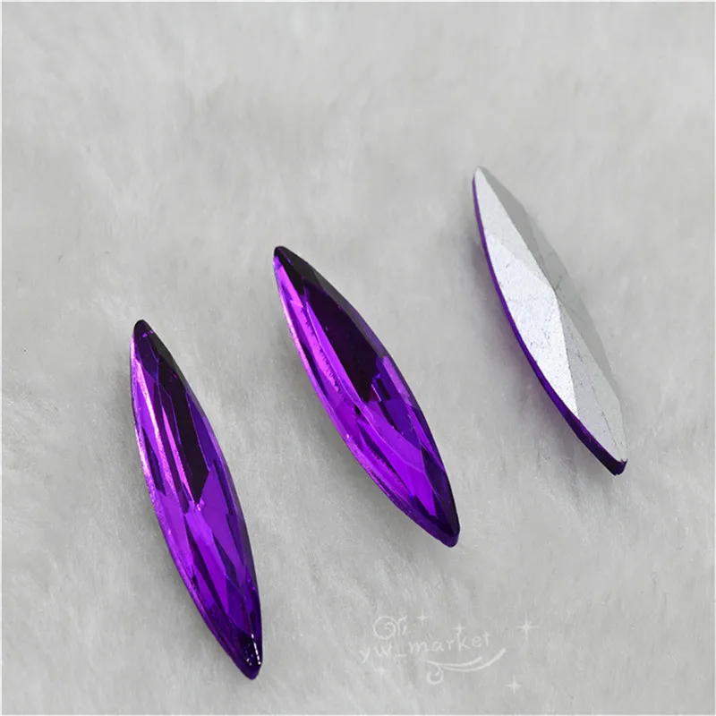 Navette Glass Crystal Pointback Color Rhinestone Strass Stones Clothing Crafts Jewelry Making 10mmX35mm 10mmx48mm 30pcs