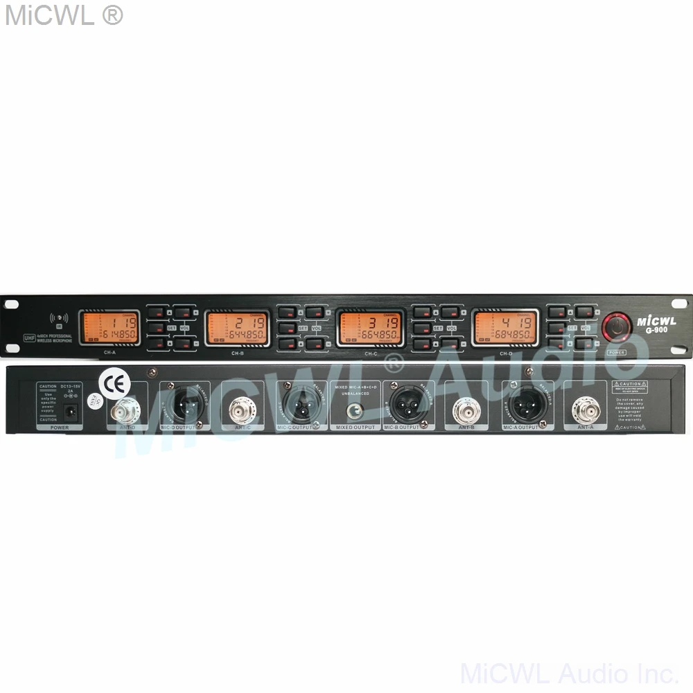 MICWL UHF 무선 4 마이크 시스템, 4 다이내믹 핸드헬드 노래방 마이크, 교회 가족 파티 무대용