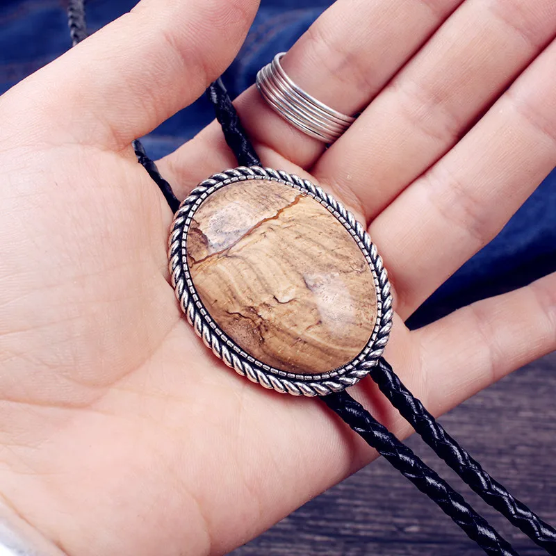 

New style sanded gem bolo tie Indian aboriginal totem men and women bolo tie collar rope