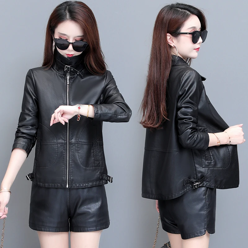 2020 neue Herbst Frauen Pu Leder Jacke Mädchen Kurze Mantel Weibliche Schwarz Punk Bomber Faux Leder Outwear Blazer dame frühling tops