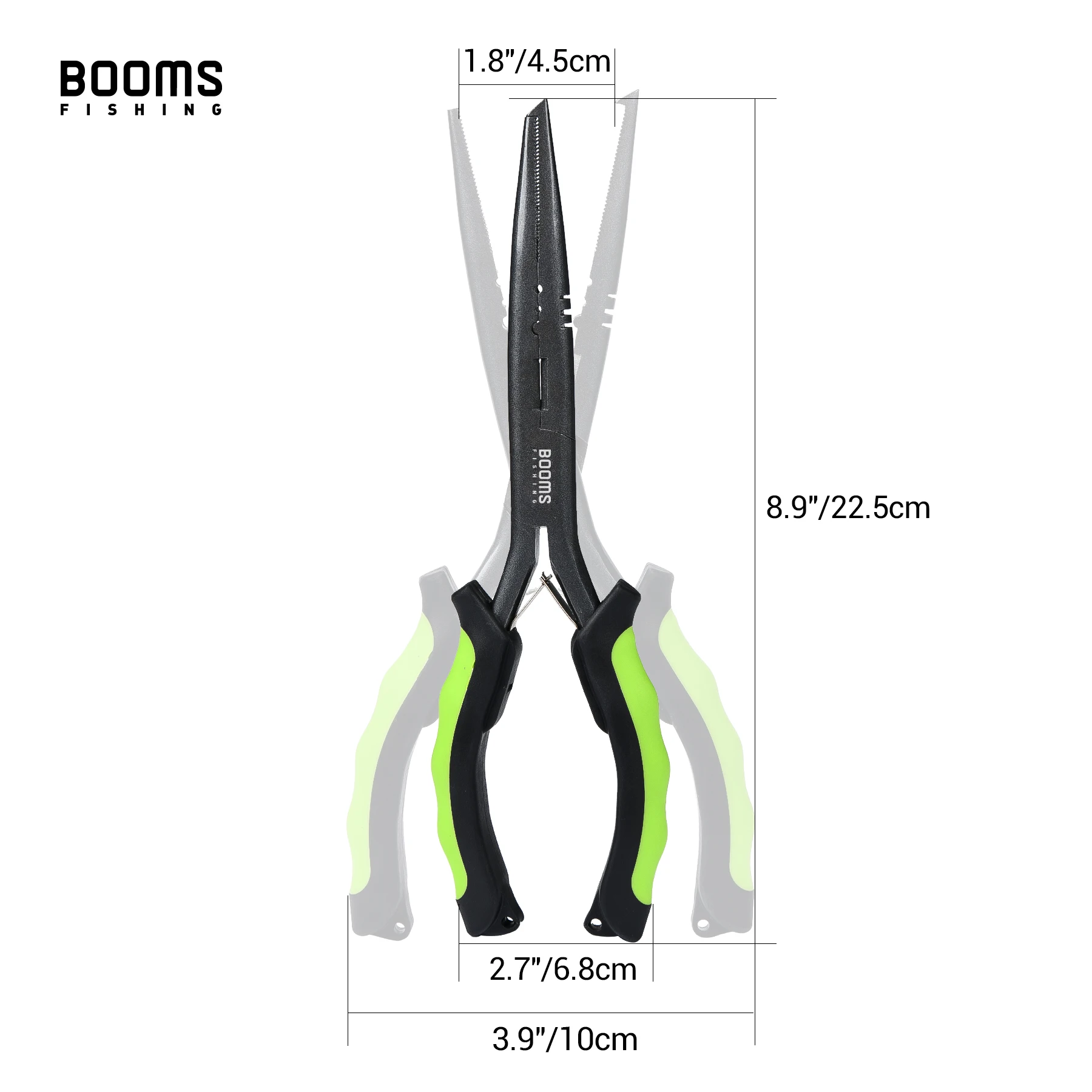 Booms Fishing-Alicate de Pesca do Pescador, Nariz Longo Ferramenta Gancho Remover, Aço Inoxidável Cortador De Linha, Tesoura, Pinças De Pesca, 23cm, F03