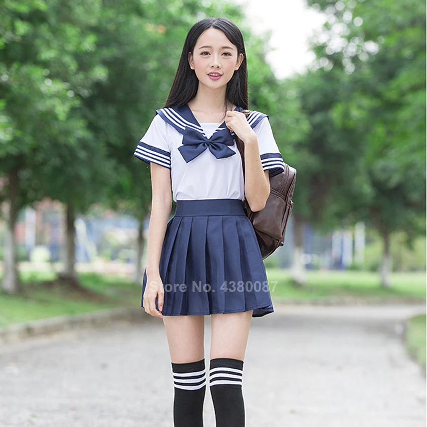 Uniformes scolaires de style japonais pour filles, costume bleu marine pour femmes, chemisier marin sexy, ensemble jupe plissée