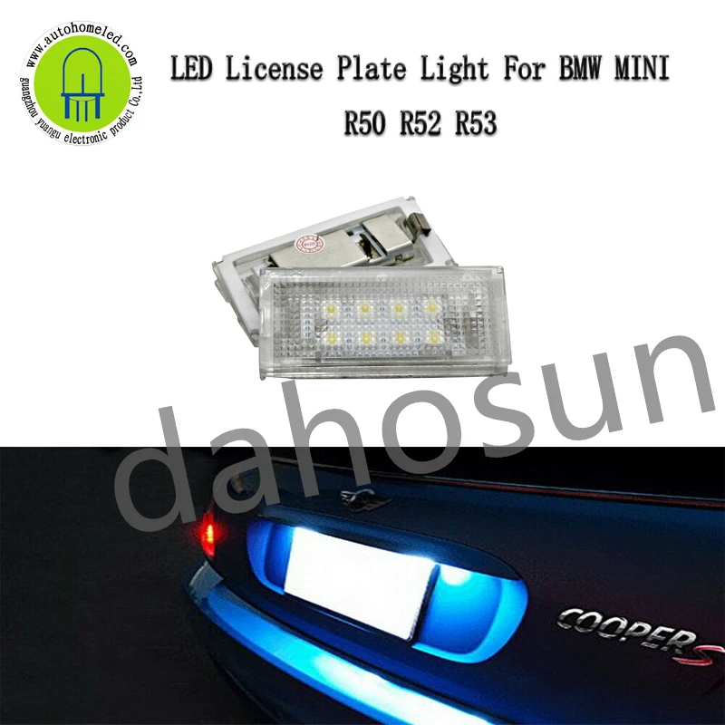 

2Pcs Dahosun Rear Car Number License Plate Lamp White LED Lights Compatible with BMW MINI Cooper S R50 R52 R53 2000~2008