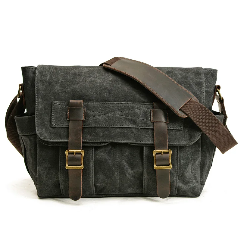 Ruil сумки джинсовые модные Men Retro Oil Wax Leather Canvas Outdoors Shoulder Bag Vintage Cross Messenger Motorcycle Bag
