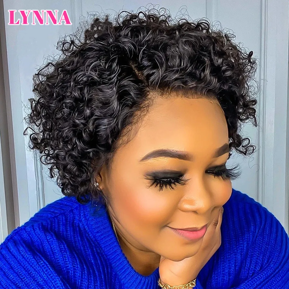 

Pixie Cut Wig Human Hair Wigs Short Curly Bob Wig 13*1 Lace Frontal Human Hair Wigs 150% Density Pre Plucked Short Bob afro Wigs