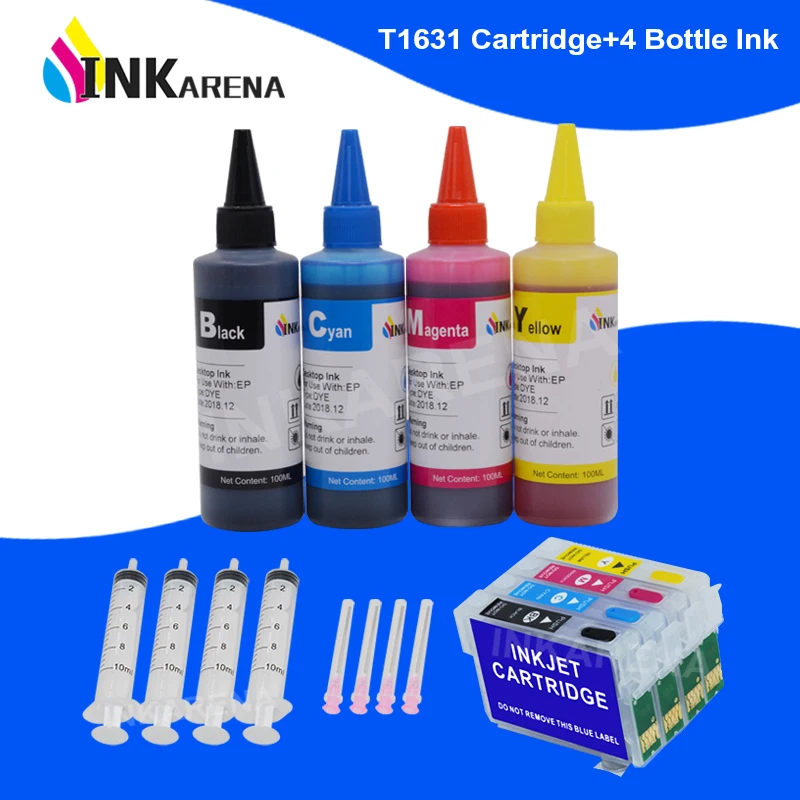 

INKARENA T16 T16XL 16 Printer Ink Cartridge + 400ml Bottle Ink For Epson WorkForce WF2010W WF2510 WF2520NF WF2530 WF2540