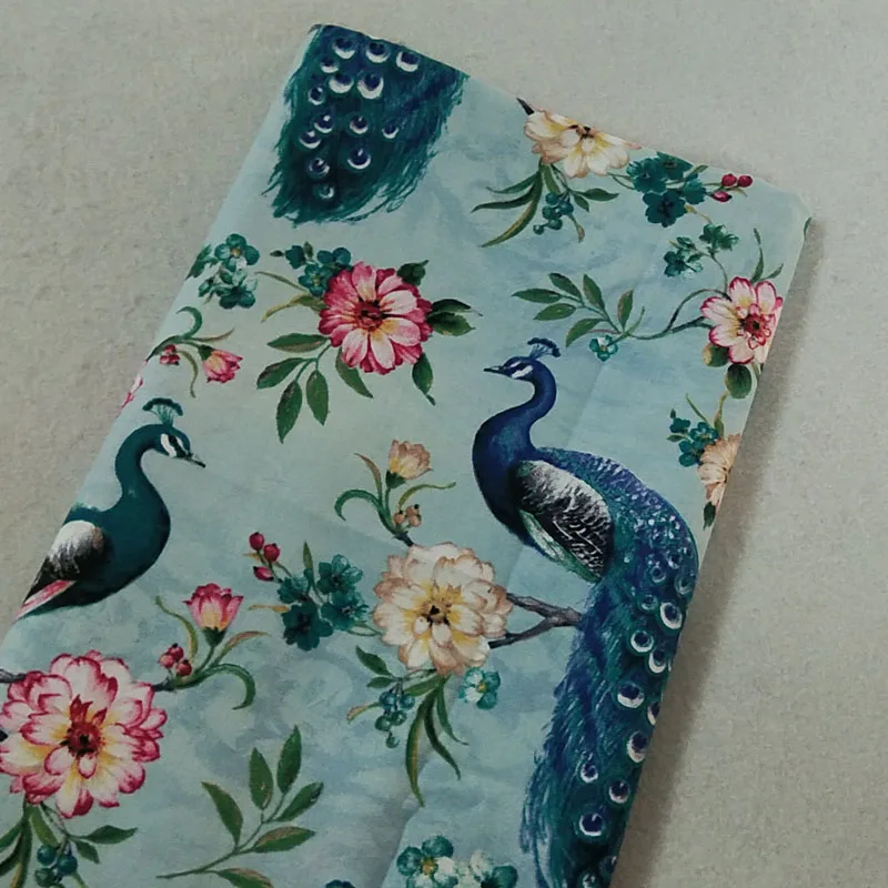Attactive Big Vivid Peacock Animal Printed Cotton Fabric 50x105cm Animal Fabric Patchwork Cloth Dress Party Home Decoration