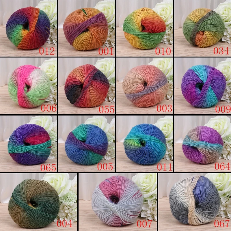 1 Ball 50g Hand-woven Colorful Crochet Cashmere Wool Blend Yarn Knitting