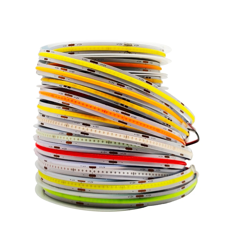 DC12V 24V COB FOB Flexible High Density LED Strip 252Leds/M Dimmable Linear Ribbon Light Tape 3000k 4000k 6000k For Decoration