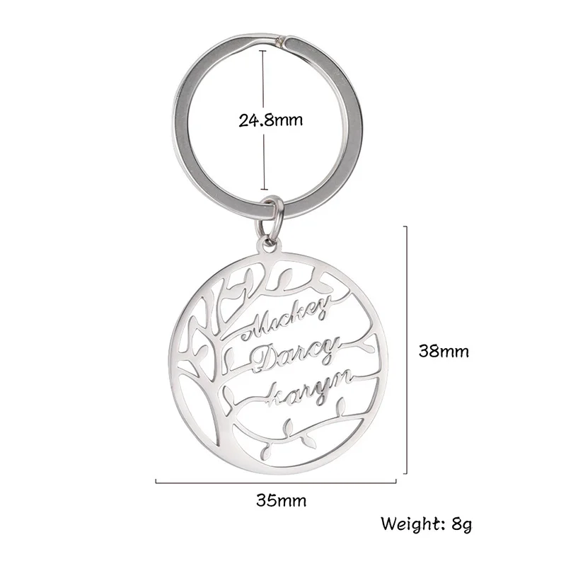 Custom Keychain Personalized Tree of Life Key Chain For Men Stainless Steel Key Ring Customized Jewelry Boyfriend Christmas Gift